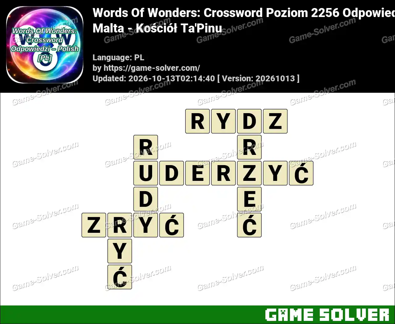 Words Of Wonders: Crossword Poziom 2256 Odpowiedzi – Malta – Kościół Ta’Pinu